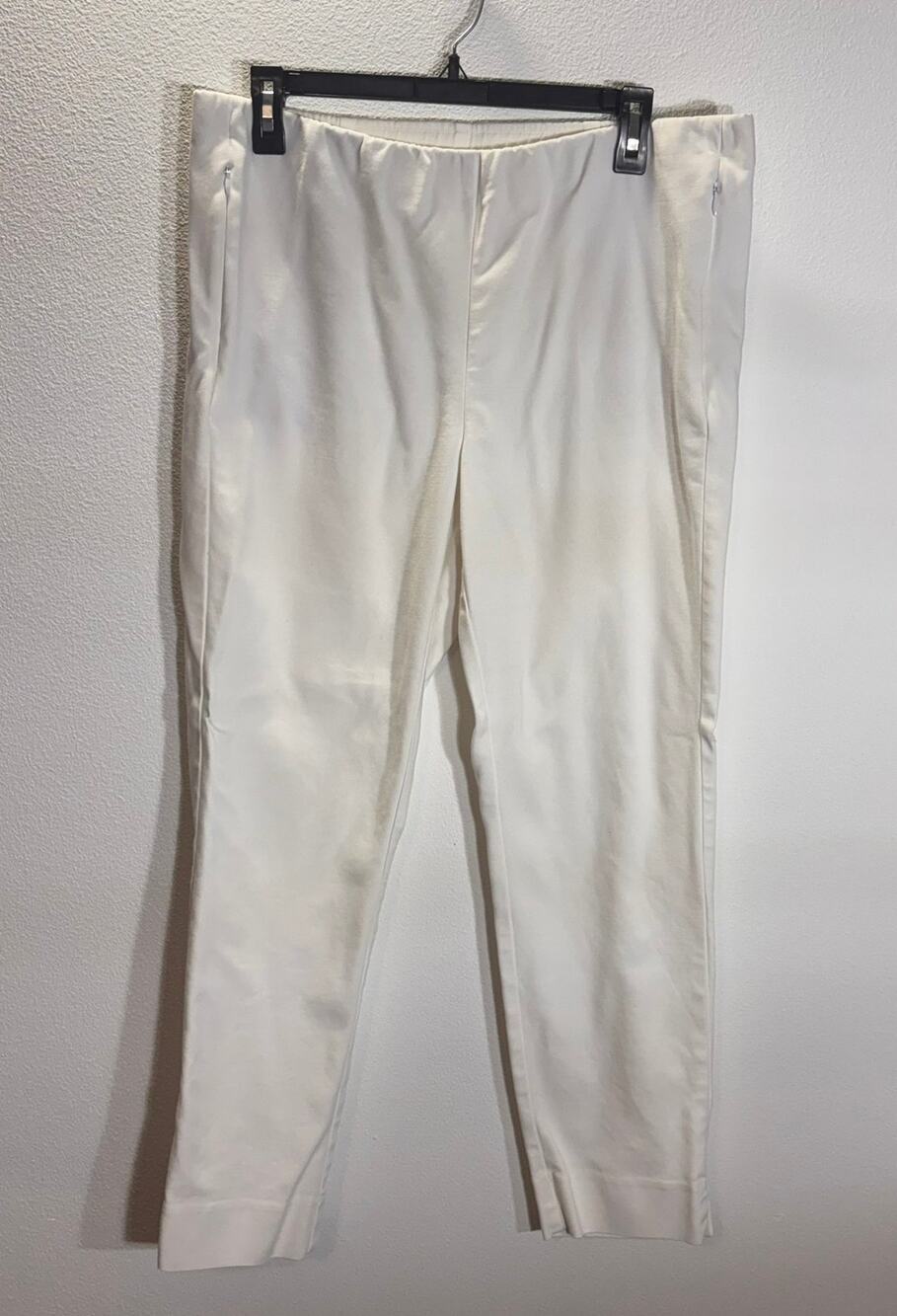 J Jill Essential Cotton Stretch White Pull On Pants Womens Size 14 Crop